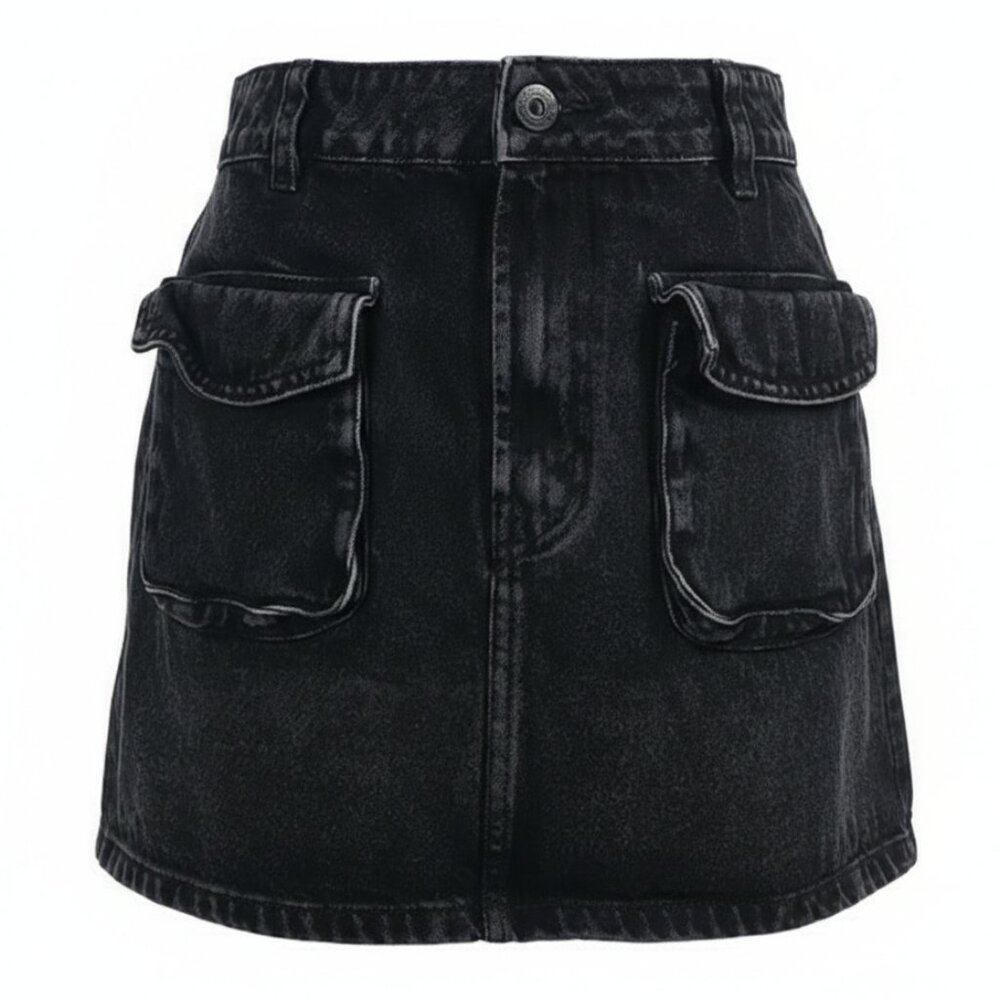 Color Blue Colombian Black Mini Cargo Denim Skirt Pocket 10 Y2K Streetwear